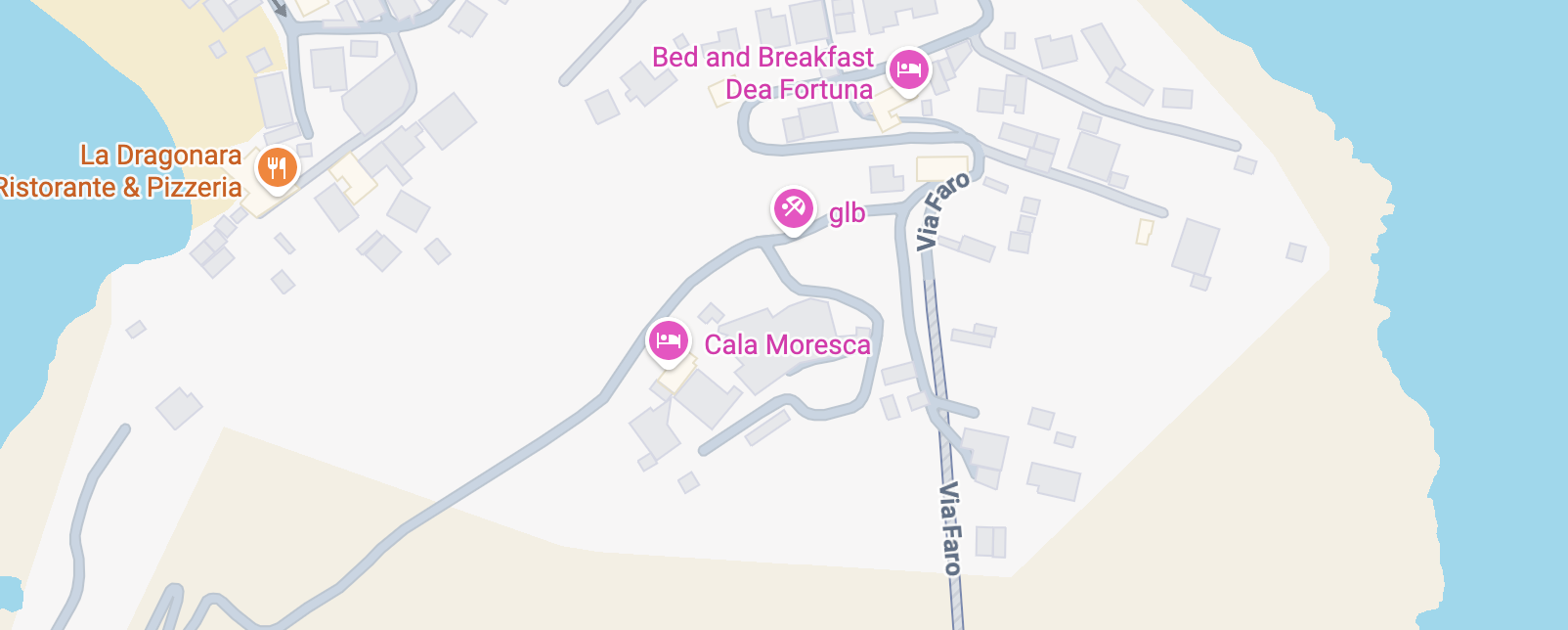 Cartina del ristorante Cala Moresca e parcheggio